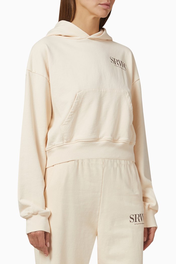 

Upper East Side Cropped Hoodie in Cotton, Neutral