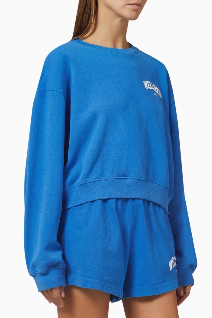 

Wellness Ivy Cropped Sweatshirt in Cotton, Blue