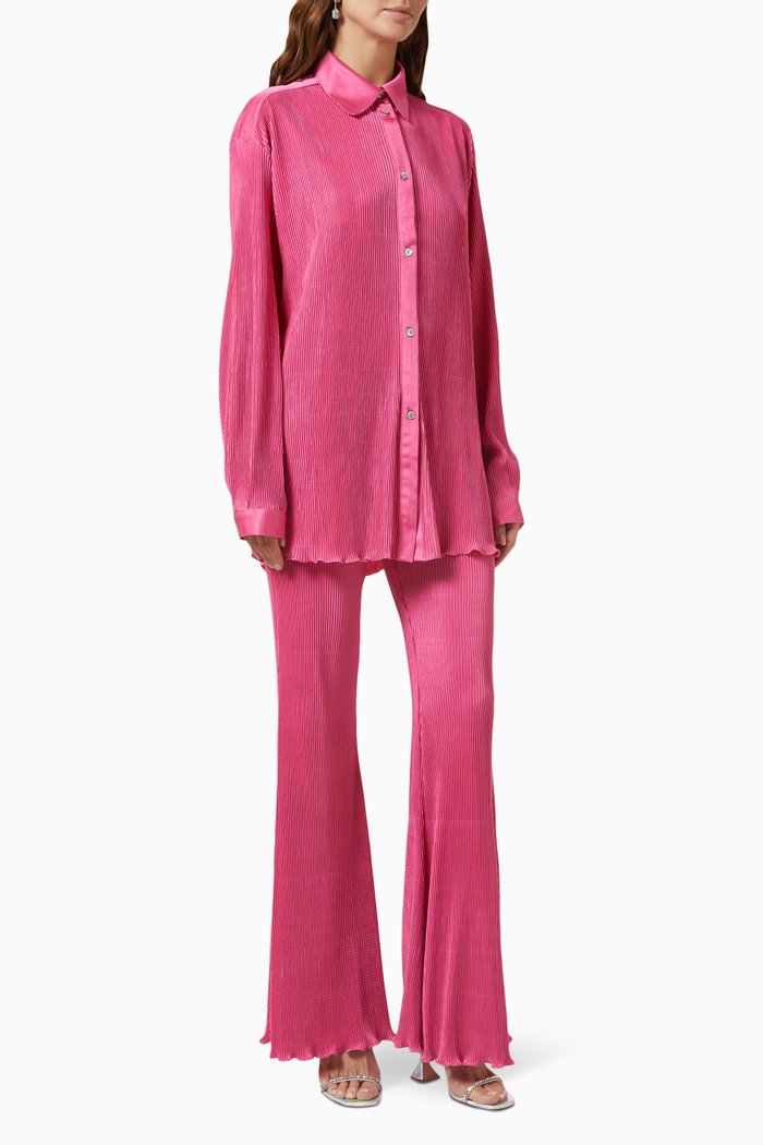 

Origami Pyjamas Set in Pleated Fabric, Pink