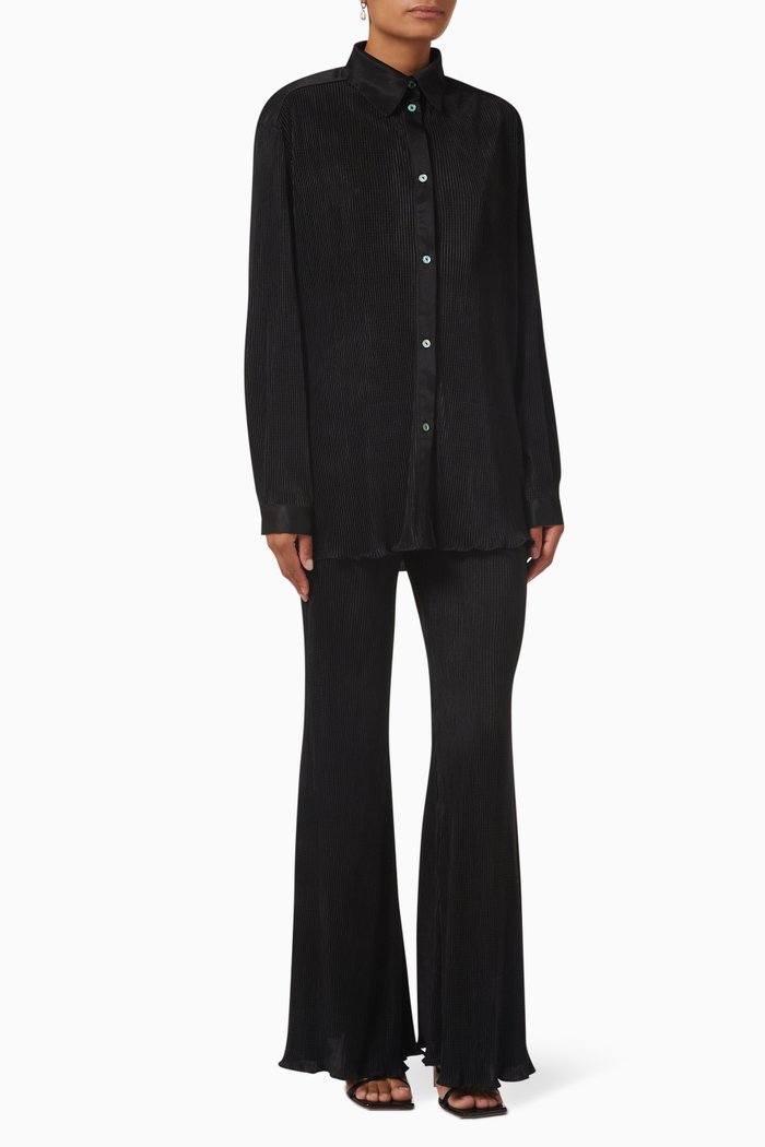 

Origami Pyjamas Set in Pleated Fabric, Black