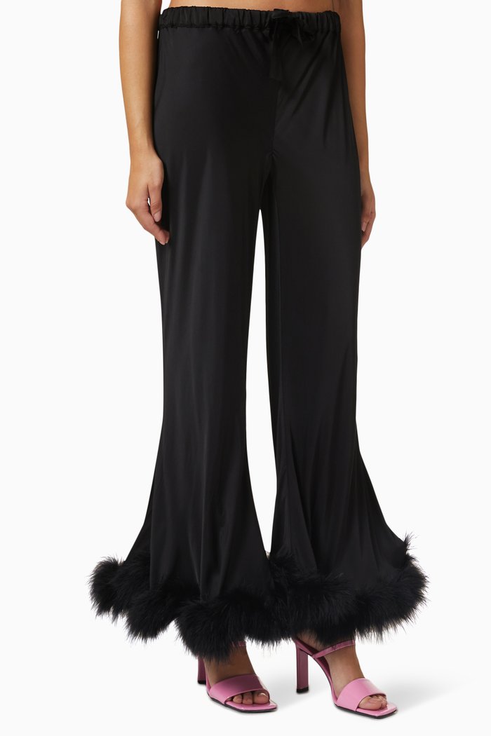 

Boudoir Pants with Feathers in Eco-rayon, Black