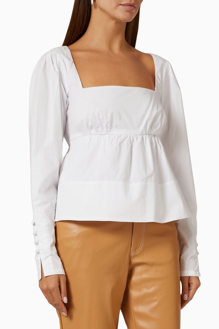 

Peggy Top in Cotton Poplin, White