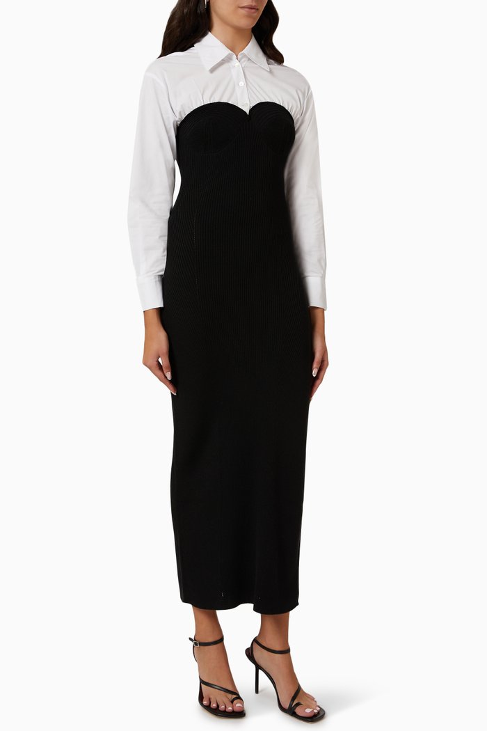 

Hazel Midi Dress in Wool-blend, Black