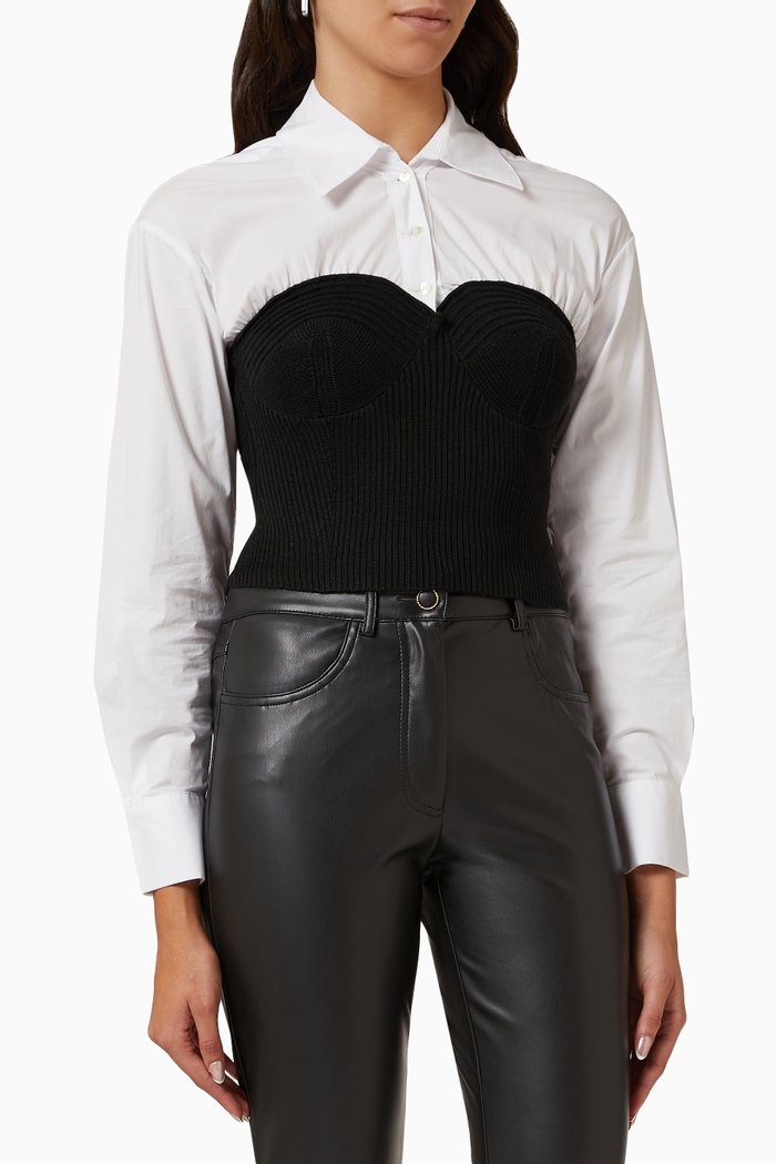 

Hazel Layered Top in Wool-blend, Black