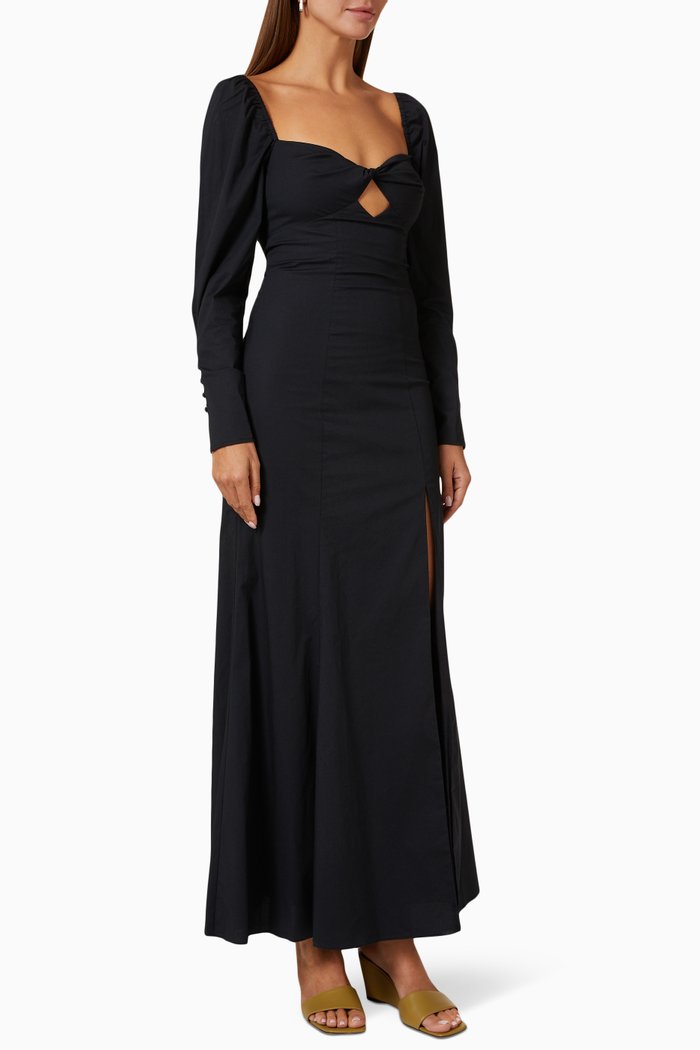 

Josephine Maxi Dress in Stretch Cotton, Black