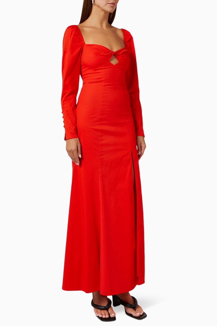 

Josephine Maxi Dress in Stretch Cotton, Orange