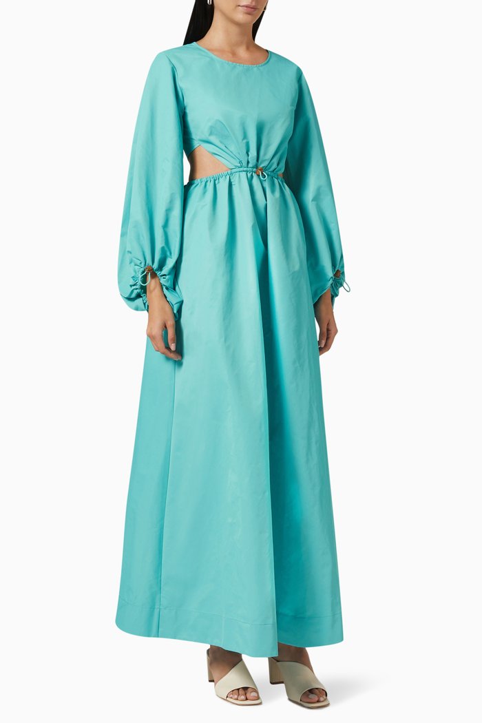 Ivy Cut-out Maxi Dress in Cotton-blend, Blue