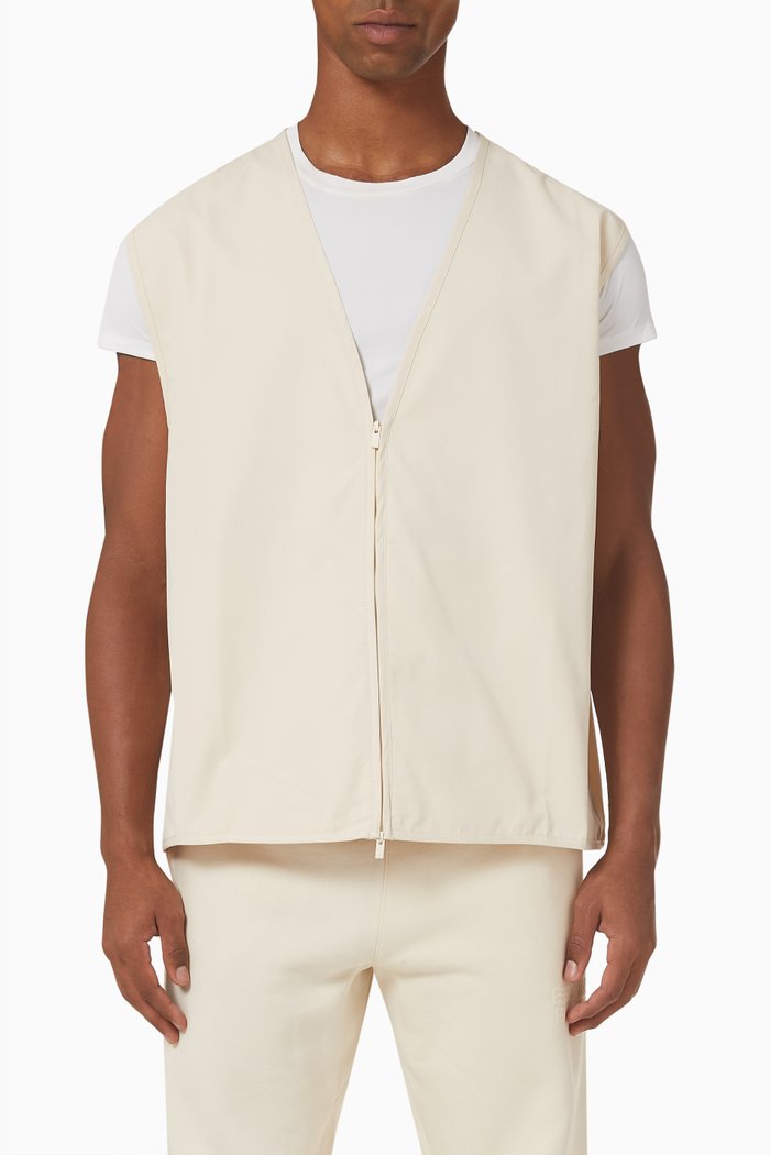 

Essentials Vest in Woven Cotton, Neutral