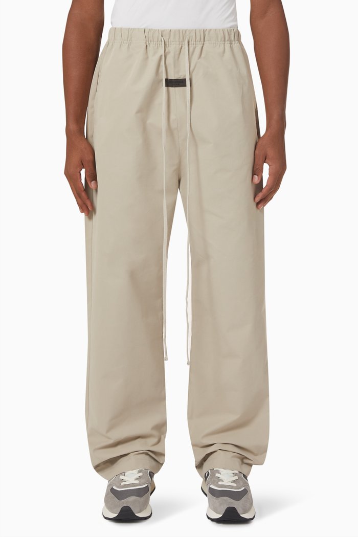 

Essentials Relaxed Pants in Woven Cotton, Grey