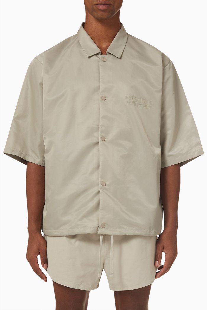 

Oversized Shirt in Taslan Nylon, Grey