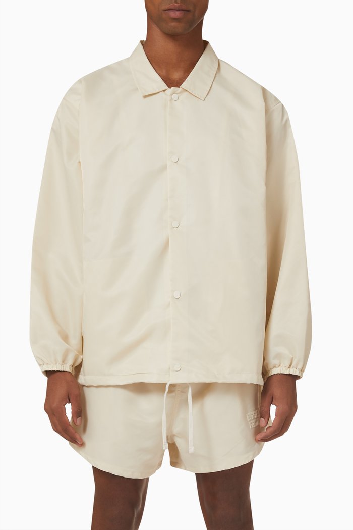 Coaches Jacket in Taslan Nylon, Neutral