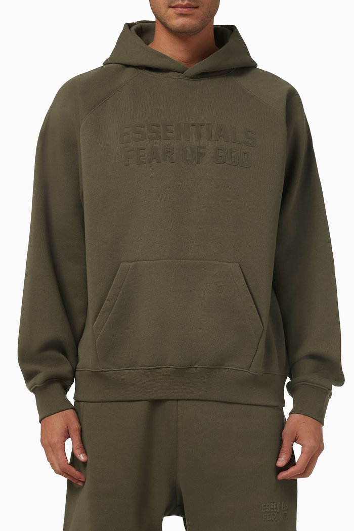 

Relaxed Logo Hoodie in Fleece, Brown