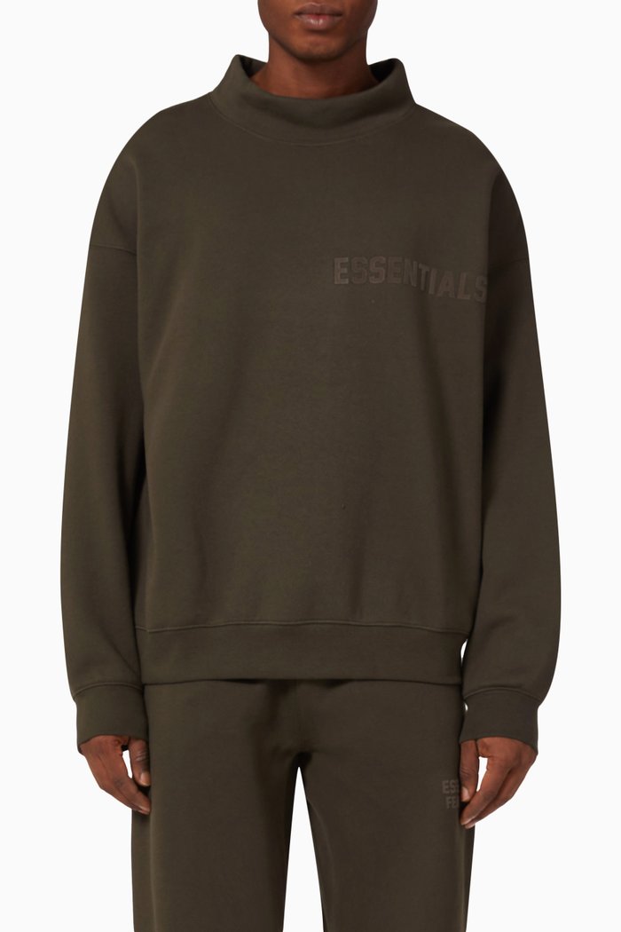 

Mockneck Logo Sweatshirt in Fleece, Black