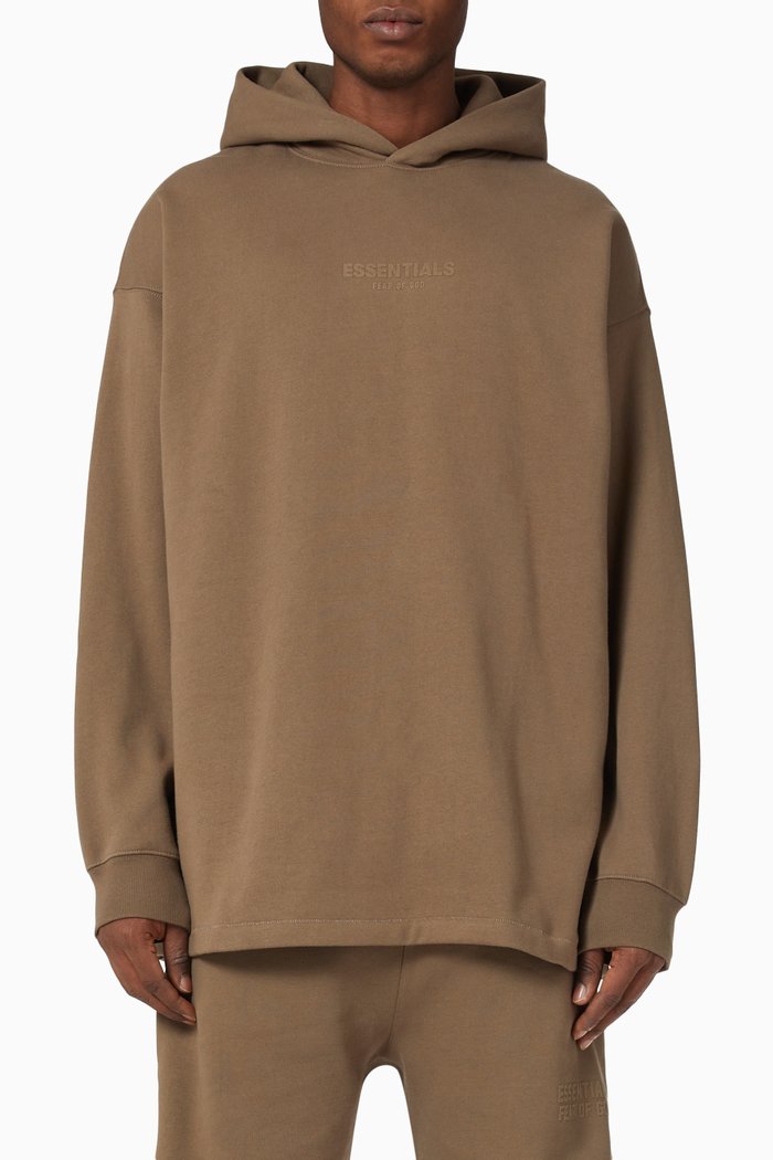 

Relaxed Logo Hoodie in Fleece, Brown