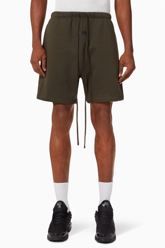 

Drawstring Logo Shorts in Fleece, Black