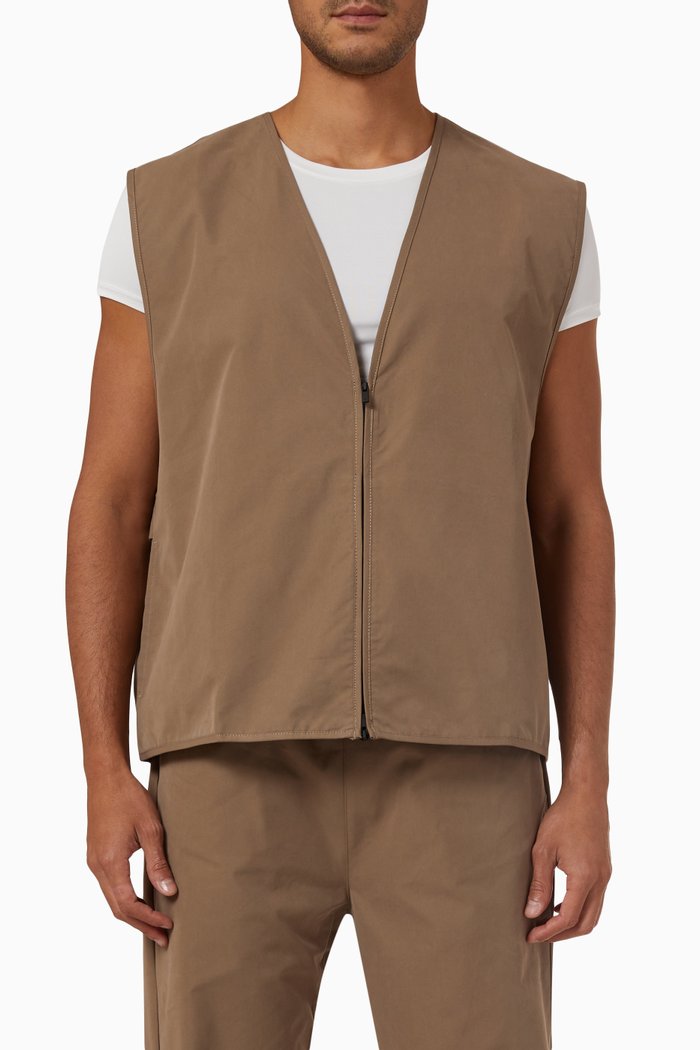 

Vest in Cotton Blend, Brown