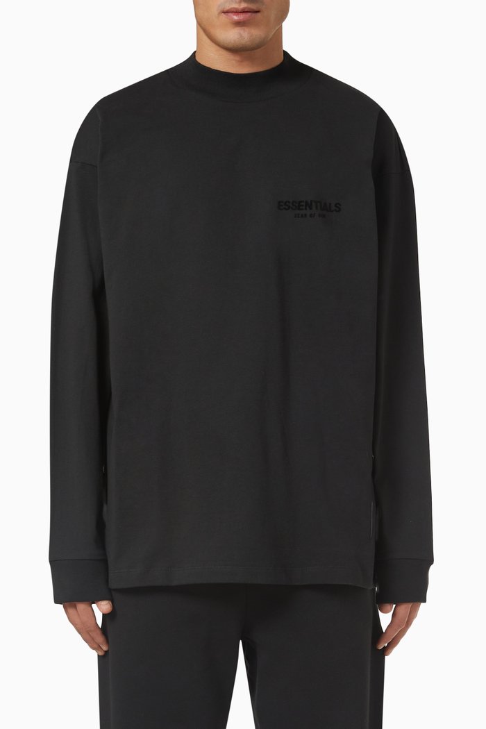 

Long-sleeve Logo T-shirt in Cotton, Black