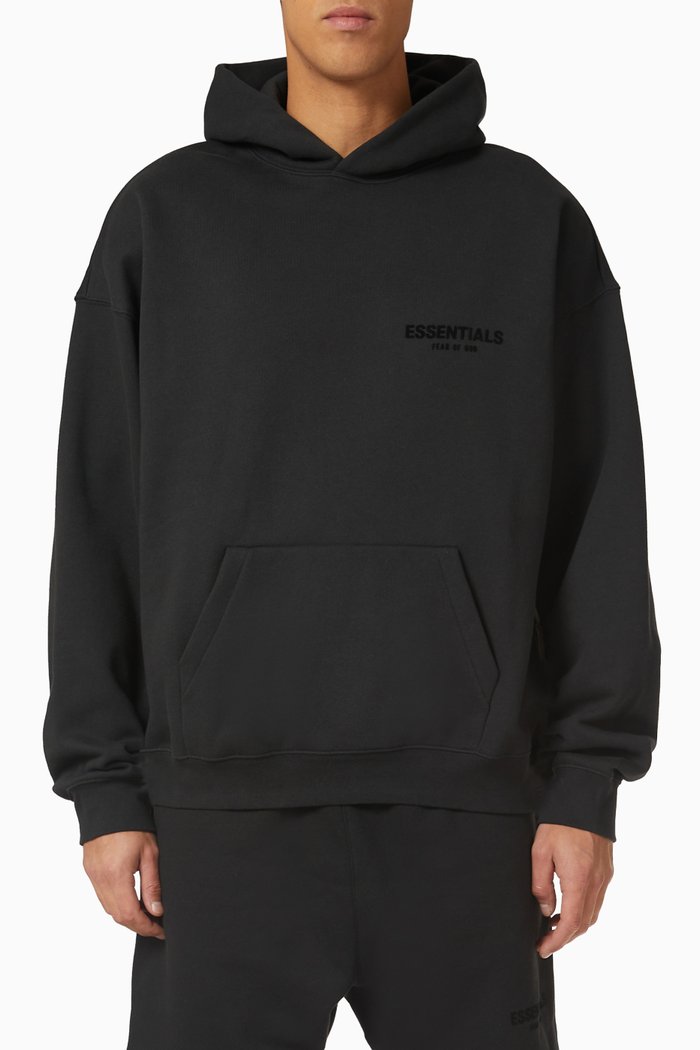 

Essentials Logo Hoodie in Cotton-blend, Black