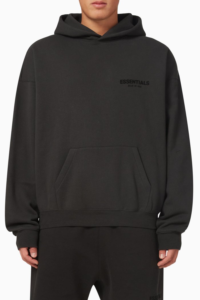 

Essentials Logo Hoodie in Cotton-blend, Black