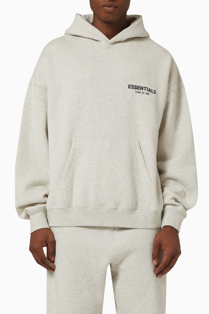 

Essentials Logo Hoodie in Cotton-blend, Grey