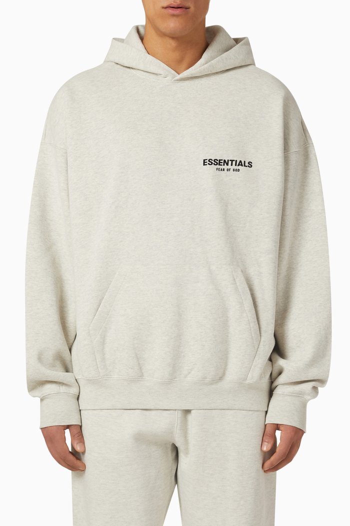 

Essentials Logo Hoodie in Cotton-blend, Grey