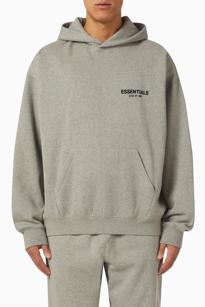 

Essentials Logo Hoodie in Cotton-blend, Grey