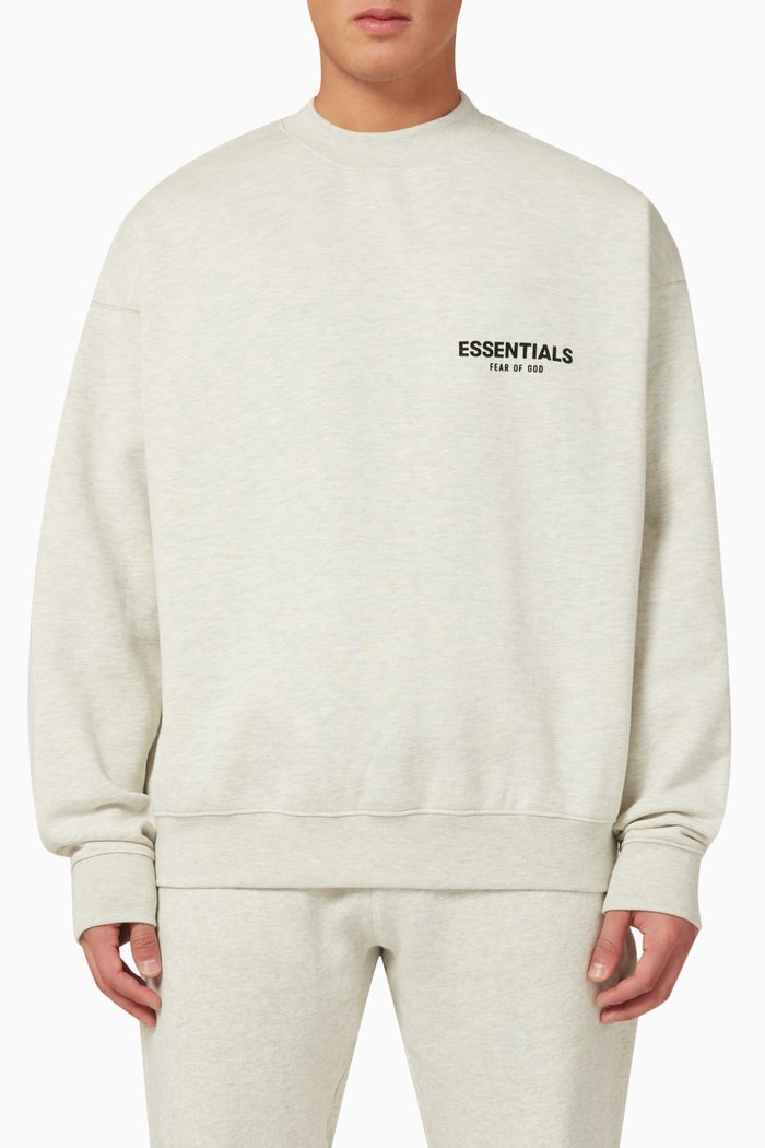 Essentials Logo Crewneck Sweatshirt in Cotton-blend, Grey