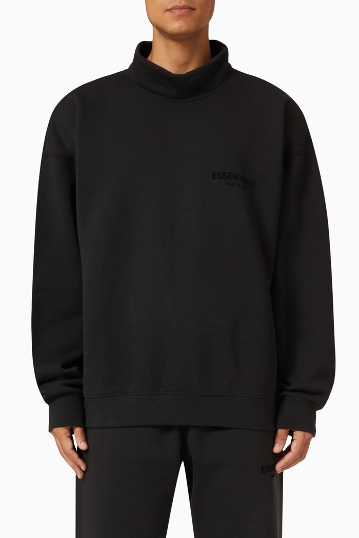 

Mockneck Logo Sweatshirt in Fleece, Black