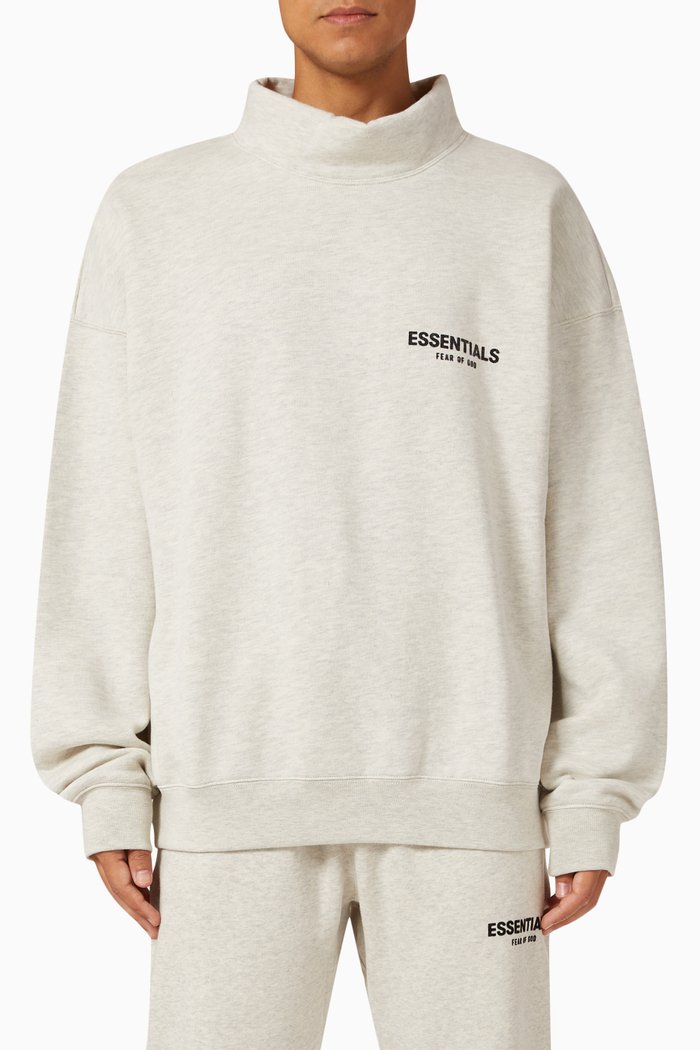 

Mockneck Logo Sweatshirt in Fleece, Grey