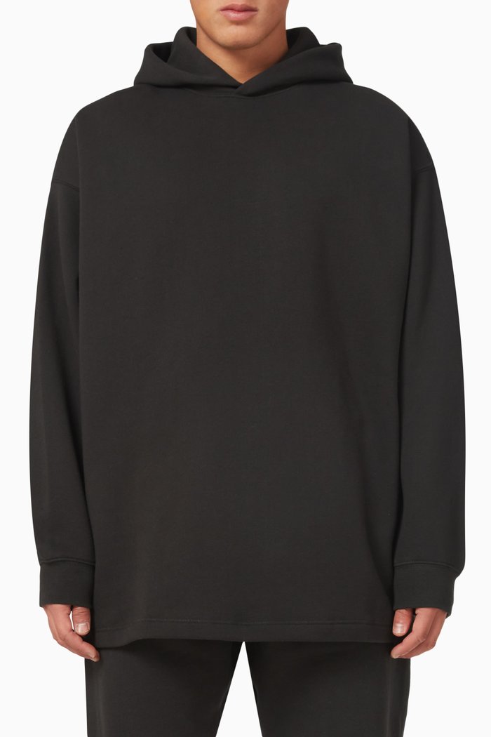 

Relaxed Logo Hoodie in Cotton-blend, Black