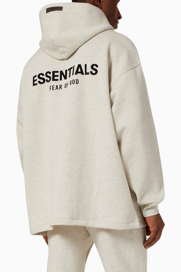 Relaxed Logo Hoodie in Cotton-blend, Grey