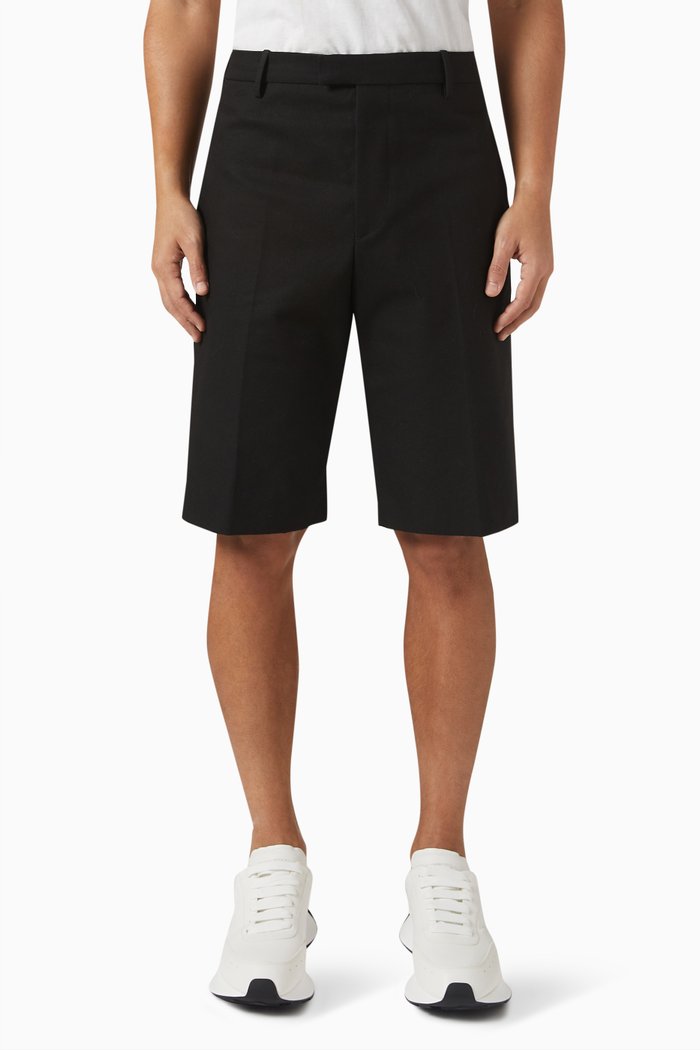 Straight-leg Shorts in Organic Cotton, Black