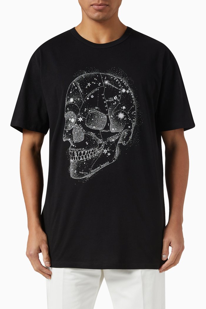 

Skull Print T-shirt in Cotton Jersey, Black