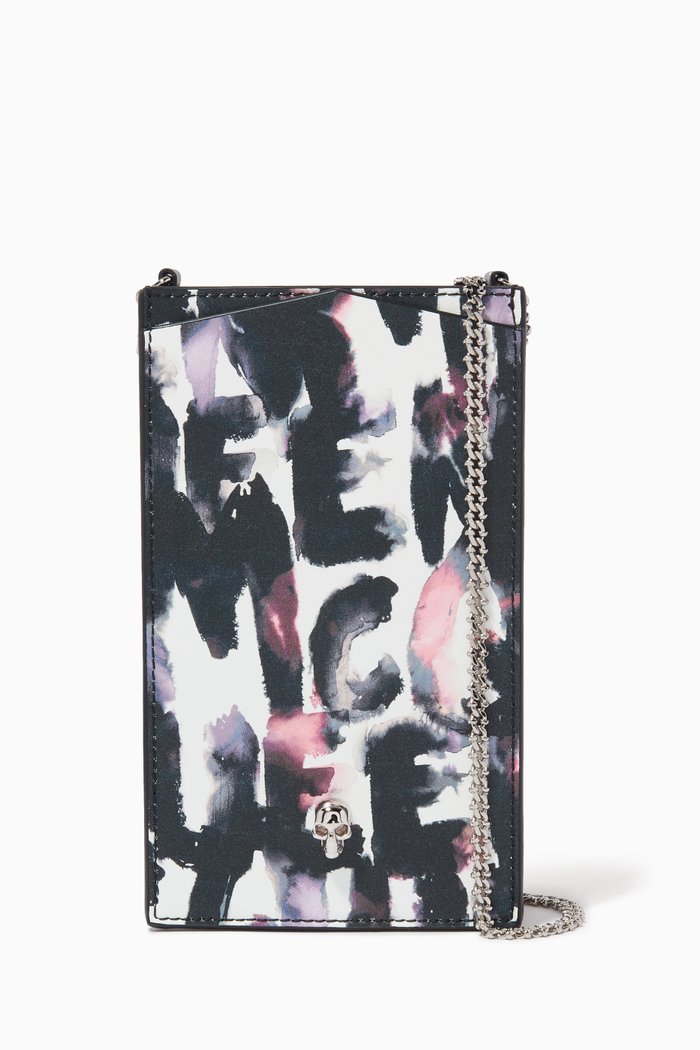 

Skull Watercolour Grafitti Phone Case on Chain in Leather, Multicolour