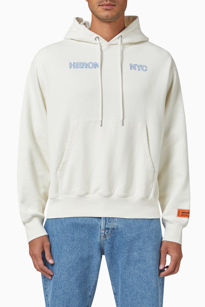 

Logo Print Hoodie in Cotton, White