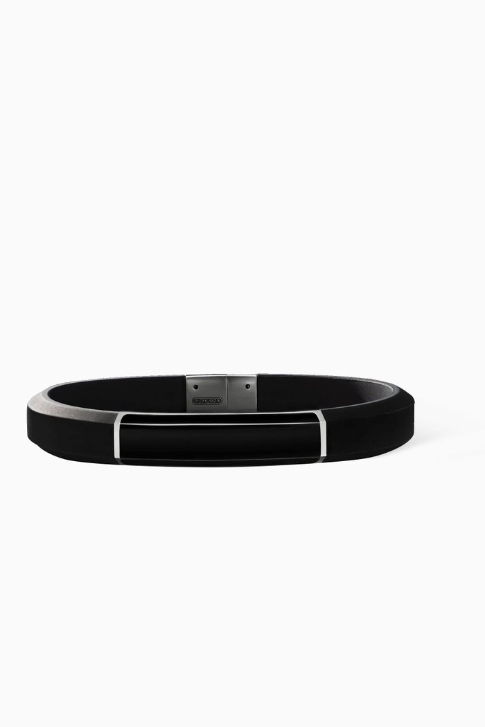 

Streamline® ID Bracelet in Rubber with Pavé Diamonds & Sterling Silver, Black
