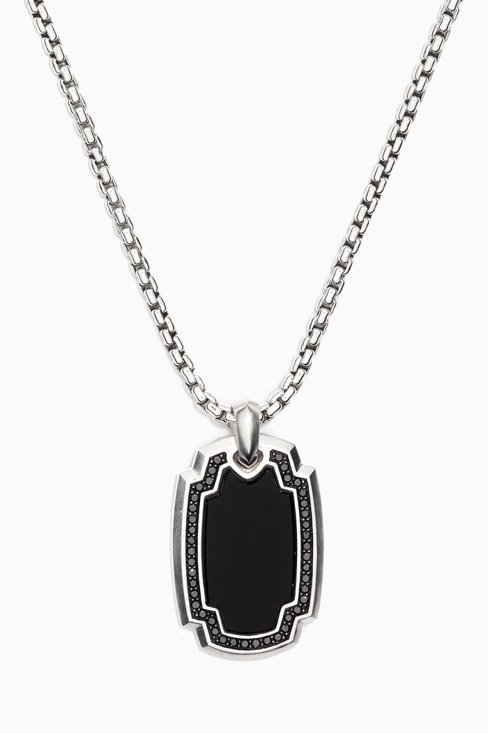 

Pavé Black Diamonds & Black Onyx Elongated Amulet in Sterling Silver