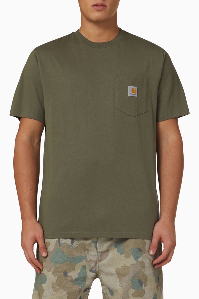 Patch Pocket T-shirt in Cotton Jersey, Green