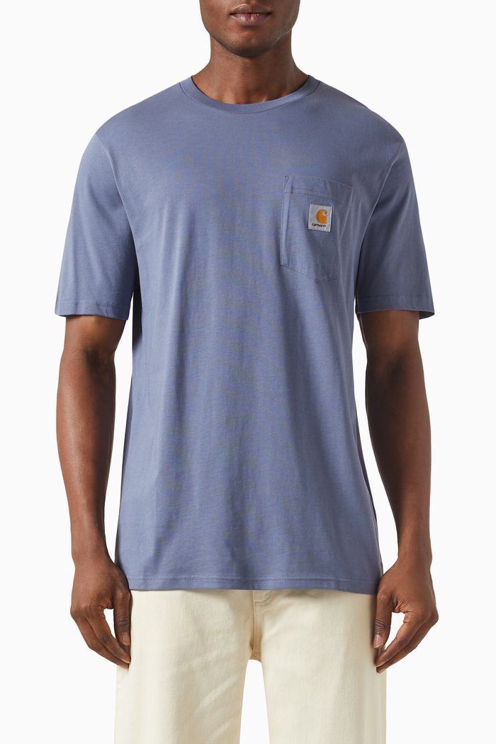 

Patch Pocket T-shirt in Cotton Jersey, Blue