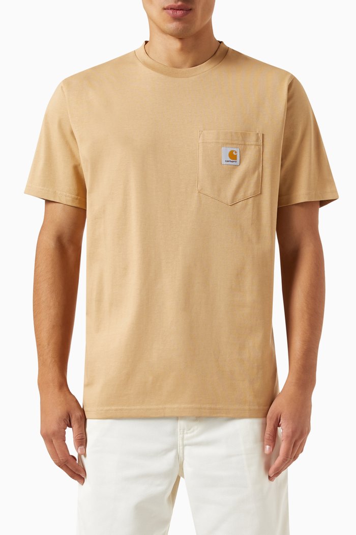 Patch Pocket T-shirt in Cotton Jersey, Brown