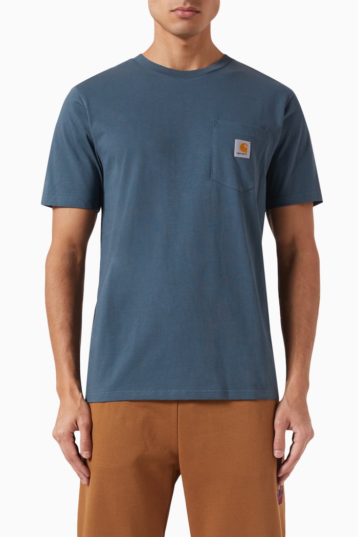 

Patch Pocket T-shirt in Cotton Jersey, Blue