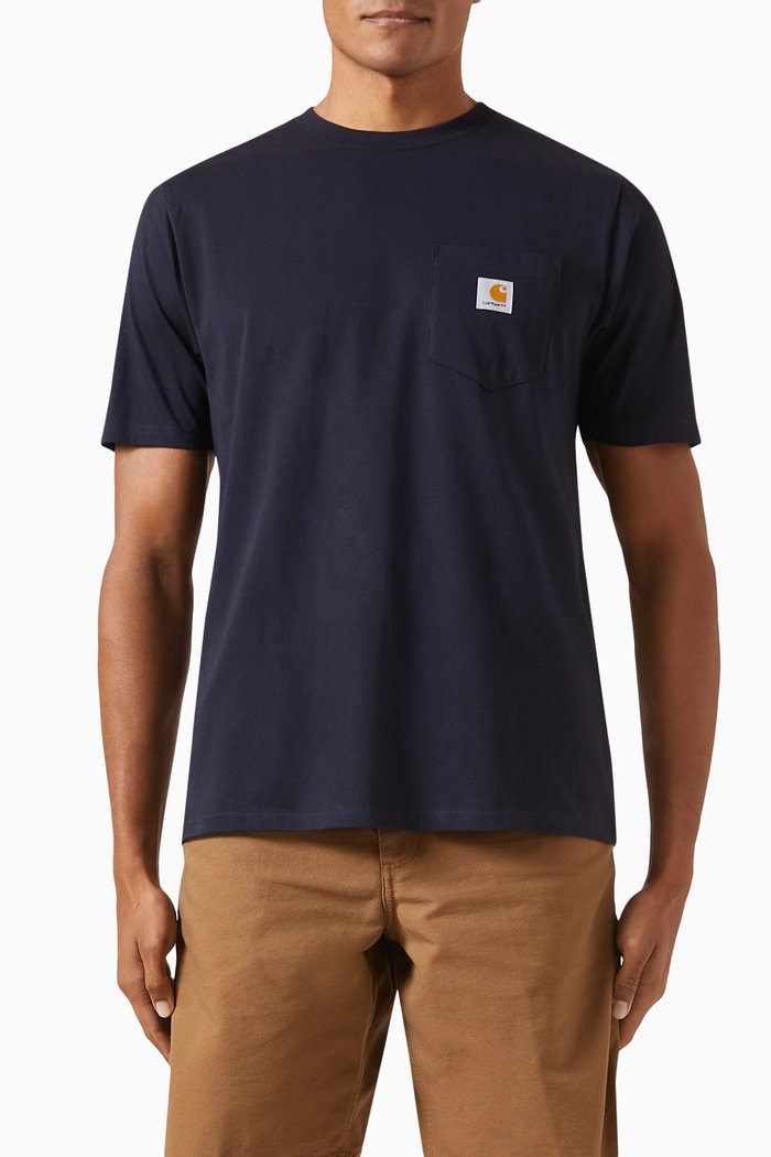 

Patch Pocket T-shirt in Cotton Jersey, Blue