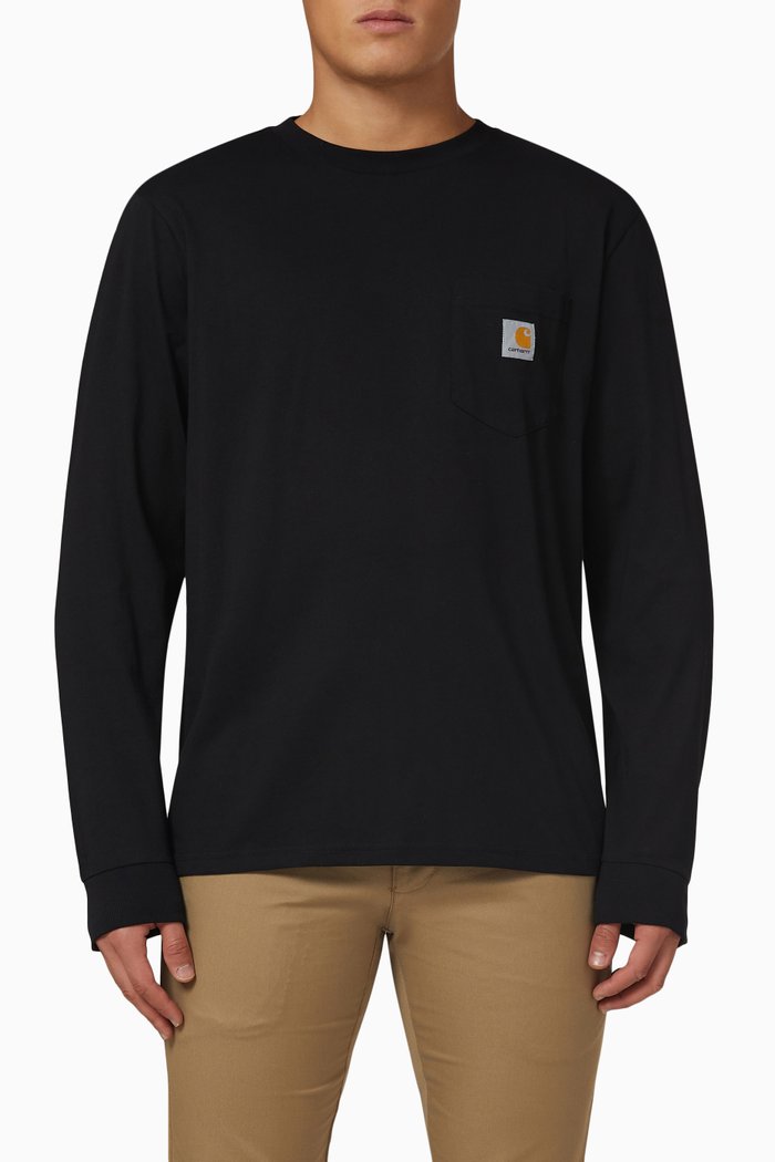 

Long Sleeve T-shirt in Cotton Jersey, Black