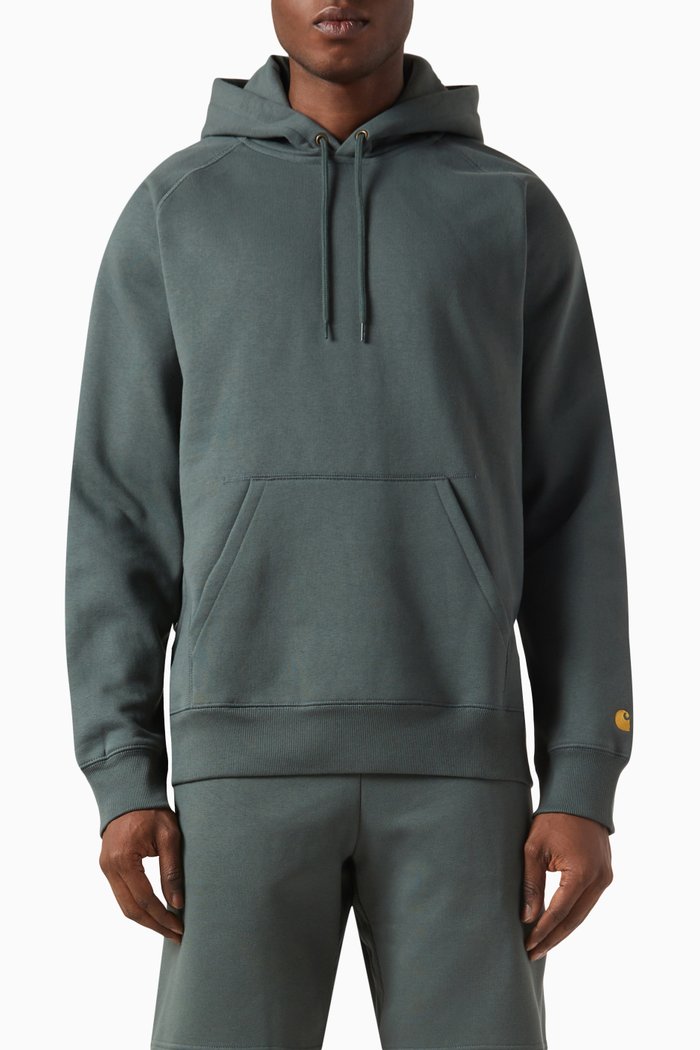 

Hooded Chase Sweatshirt in Cotton Blend, Green