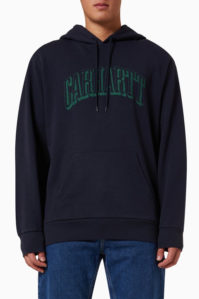 

Scrawl Script Hoodie in Brushed Cotton-jersey, Blue