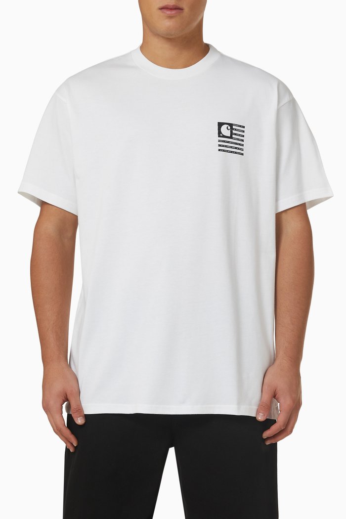 

Label State Flag T-shirt in Organic Cotton, White