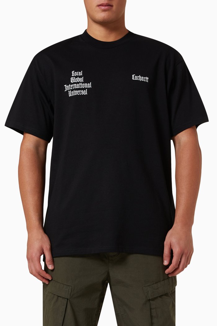 

Letterman Embroidered T-shirt in Organic Cotton-jersey, Black