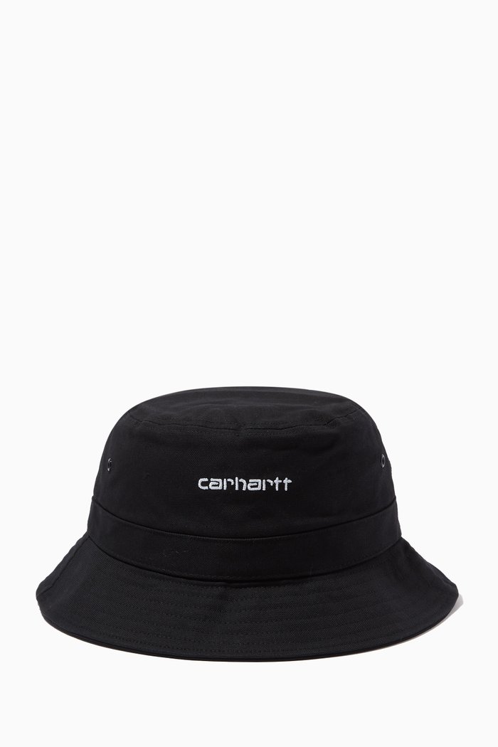 

Script Bucket Hat in Cotton Canvas, Black