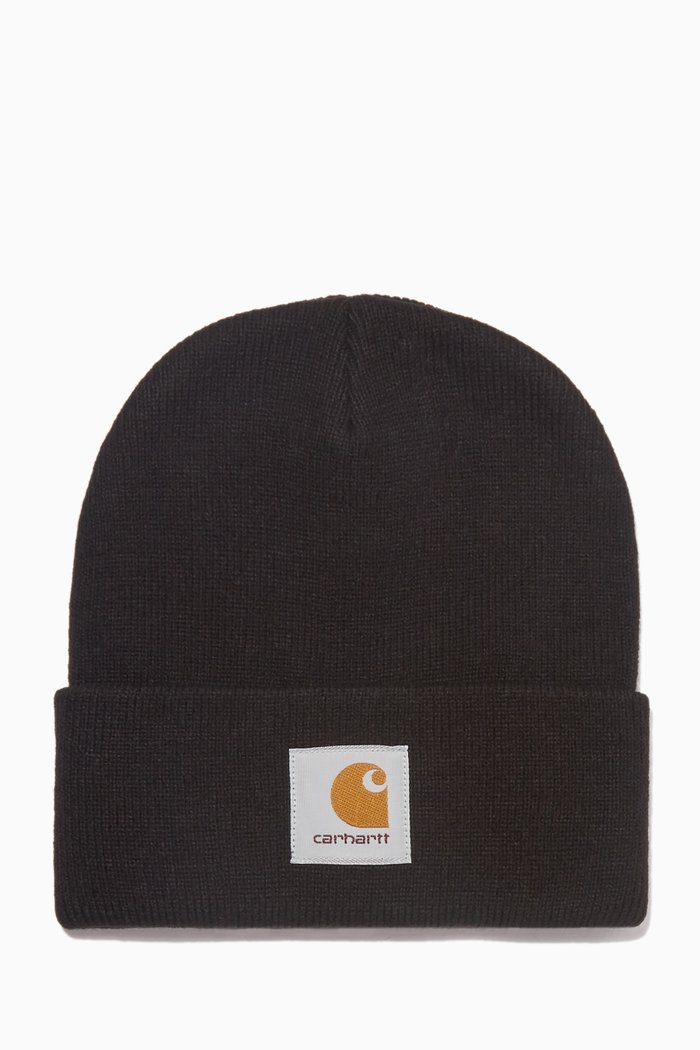 

Short Watch Hat in Acrylic Rib-knit, Black