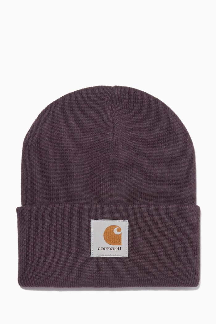 

Short Watch Hat in Acrylic Rib-knit, Purple